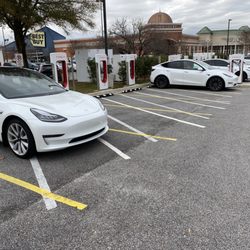 Tesla Supercharger - Added lines to deter non-Tesla parking