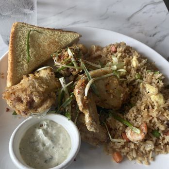 Austin's Very Own Saltt - Chicken plate, comes with shrimp fried rice and toast. - Seafood Near Me - Austin, Texas Austin's Very Own Saltt - Chicken plate, comes with shrimp fried rice and toast. - Seafood Near Me - Austin, Texas