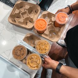 Bae Tea Coffee - Iced vanilla latte, iced mocha, iced white shark mocha, strawberry banana blended water, pina colada blended water