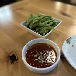 Sinabro - Edamame and side of spicy sauce