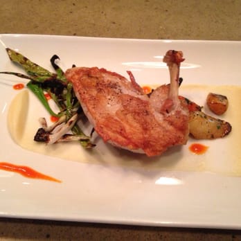 RGE RD - Sweetly carved chicken breast, parsnip purée (like essential oil of parsnip in velvety form), roast carrots, overwintered onion. - Canadian (New) Near Me - Edmonton, Alberta