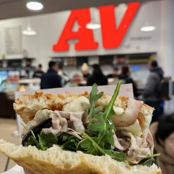 All'Antico Vinaio - L'inferno: porchetta, 'nduja cream, grilled eggplant, arugula, fresh mozzarella (extra cost) - Sandwiches Near Me - New York, New York All'Antico Vinaio - L'inferno: porchetta, 'nduja cream, grilled eggplant, arugula, fresh mozzarella (extra cost) - Sandwiches Near Me - New York, New York