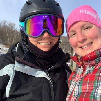 Pico Mountain - Happy skier and I am the happy snowshoer - Ski Resorts Near Me - Rutland, Vermont