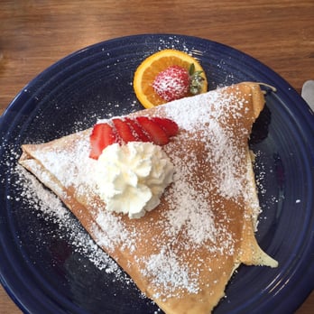 Eight AM - 9AM crêpe with strawberries, cream cheese, and Chantilly cream. - New American Near Me - San Francisco, California Eight AM - 9AM crêpe with strawberries, cream cheese, and Chantilly cream. - New American Near Me - San Francisco, California