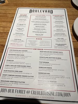Menu photo 2 Boulevard American Bistro Metairie, LA Menu photo 2 Boulevard American Bistro Metairie, LA