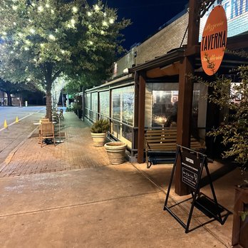 Taverna - the outside of a restaurant at night - Italian Near Me - Dallas, Texas