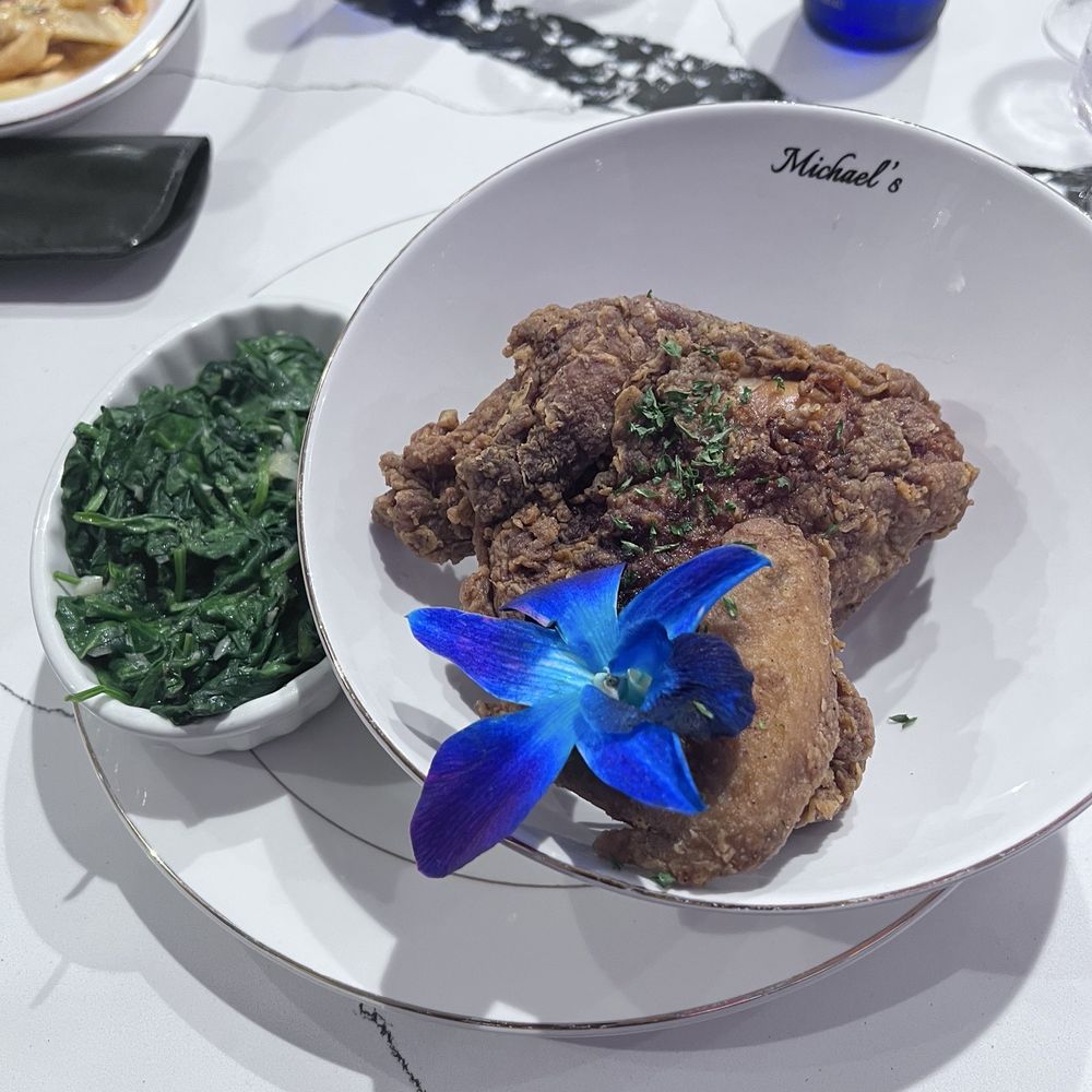 Michael's Restaurant - Fried chicken and steamed spinach with garlic. - American Near Me - Upper Marlboro, Maryland Michael's Restaurant - Fried chicken and steamed spinach with garlic. - American Near Me - Upper Marlboro, Maryland