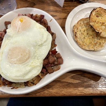Bajis Cafe - Meat lover skillet and muffins yum! - Breakfast & Brunch Near Me - Mountain View, California