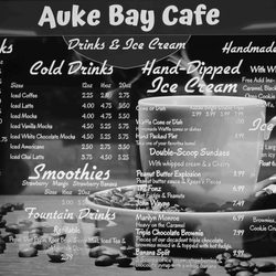 Auke Bay Cafe - Menu drinks, ice cream