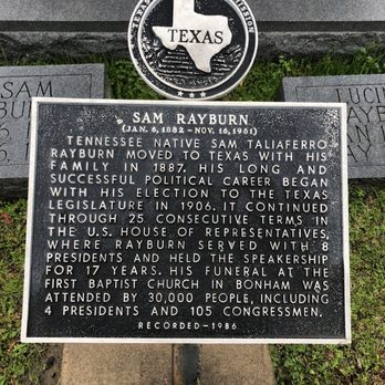 Willow Wild Cemetery - Historical marker for Speaker of the House Sam Rayburn - Funeral Services & Cemeteries Near Me - Bonham, Texas