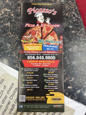 Menu photo 2 Picasso's Pizza National Park, NJ Menu photo 2 Picasso's Pizza National Park, NJ