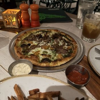 Monkeypod Kitchen - Truffle fries and Kalua pork and Pineapple pizza - Tacos Near Me - Honolulu, Hawaii