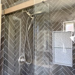 Full Shower w/Herringbone tile design Full Shower w/Herringbone tile design