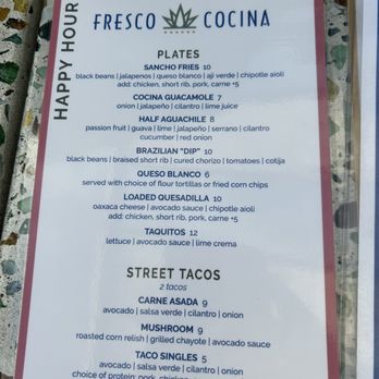 Fresco Cocina - Happy Hour Menu - Tacos Near Me - Carlsbad, California Fresco Cocina - Happy Hour Menu - Tacos Near Me - Carlsbad, California