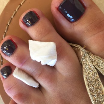 Classy Nails - Old nail polish still underneath. The polish is gloopy and all over my skin. Fingers and toes were filed too low. - Nail Salons Near Me - El Cerrito, California