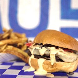 Our delicious Southwest burger. Tortilla chips, pepper jack cheese, bacon.