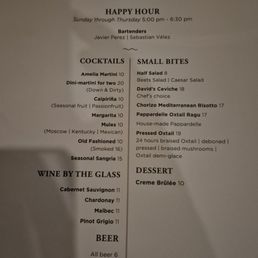 Happy hour menu Happy hour menu