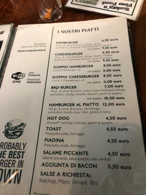 Menu photo 1 Shamrock Irish Pub Roma, AG Menu photo 1 Shamrock Irish Pub Roma, AG