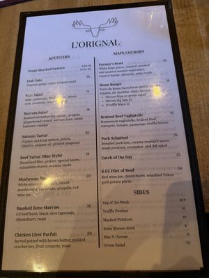 Menu photo 1 L'Orignal Montreal, QC Menu photo 1 L'Orignal Montreal, QC