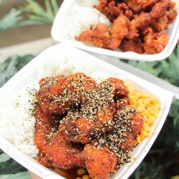 KJ's Local Grindz - furikake chicken with corn & mochiko chicken mac salad ($11 each) - Chicken Shop Near Me - Kaneohe, Hawaii