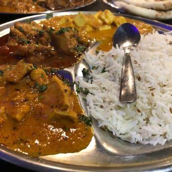 Shagan’s - Platter with Butter Chicken, Chicken Curry, Butter Paneer, and rice. - Indian Near Me - Overland Park, Kansas