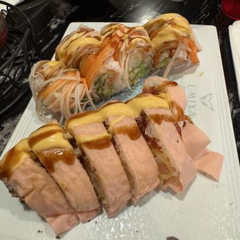 Umiya Raleigh - Shaggy Dog Roll (top) & Heart Lover Roll (bottom) - July 2026 - Sushi Bars Near Me - Raleigh, North Carolina Umiya Raleigh - Shaggy Dog Roll (top) & Heart Lover Roll (bottom) - July 2026 - Sushi Bars Near Me - Raleigh, North Carolina