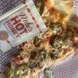 Slice Project - The JLo slice with mikes hot honey Parmesan cheese and red chili flakes sooooo yummm