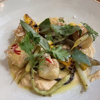The Progress - Coal roasted pole beans and crispy galangal tofu - New American Near Me - San Francisco, California The Progress - Coal roasted pole beans and crispy galangal tofu - New American Near Me - San Francisco, California