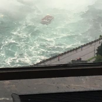 Skylon Tower - You can see the dirty ledge right next to the table where you eat your food - Canadian (New) Near Me - Niagara Falls, Ontario