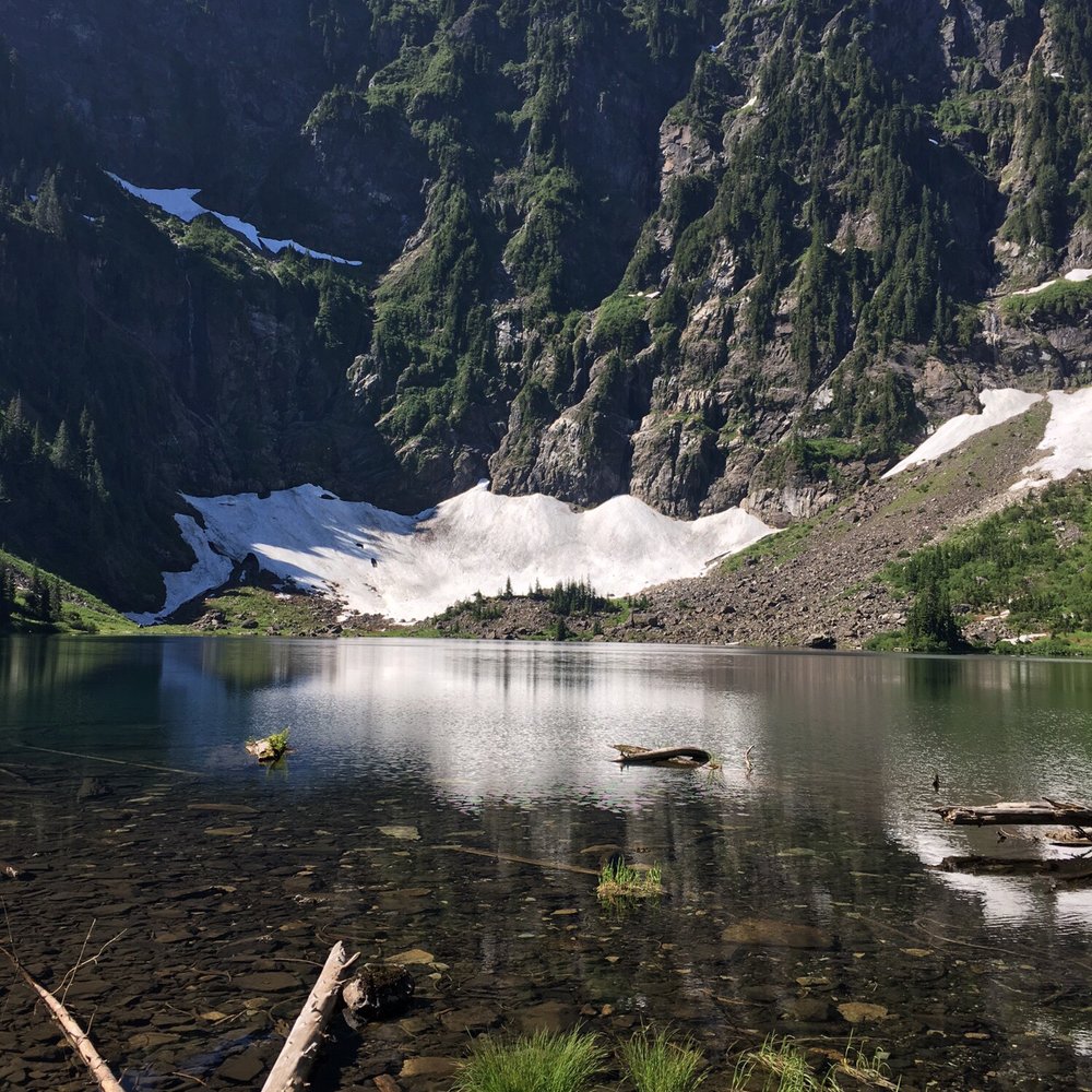 Lake 22 - View from the bridge when you arrive at the lake - Hiking Near Me - Granite Falls, Washington Lake 22 - View from the bridge when you arrive at the lake - Hiking Near Me - Granite Falls, Washington