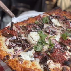 Johnny Pepperoni - Square Pie with mushrooms, onions and olives