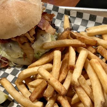 Rock Kitchen and Bar - Southwest burger with fresh cut fries and house original dipping sauce. - Burgers Near Me - East Amherst, New York Rock Kitchen and Bar - Southwest burger with fresh cut fries and house original dipping sauce. - Burgers Near Me - East Amherst, New York