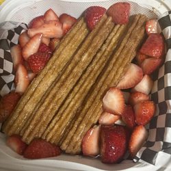 Krave Boxx - Caramel drizzled churros with strawberries