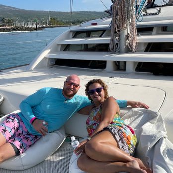MANA Cruises & Charters - My husband and I on the front of the boat - Boat Tours Near Me - Kapolei, Hawaii MANA Cruises & Charters - My husband and I on the front of the boat - Boat Tours Near Me - Kapolei, Hawaii