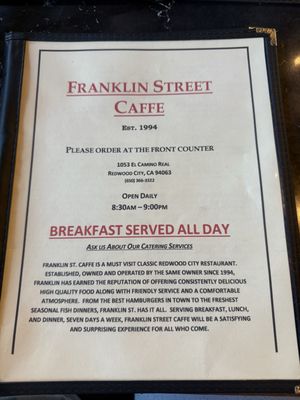 Menu photo 5 Franklin Street Caffe Redwood City, CA