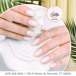 The SoNo Nails & Spa - Glow up your nails with glitter and shimmer! Perfect for August nights out. Book your appointment now.