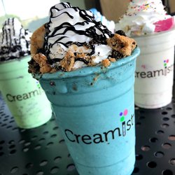 Creamistry - Enjoy any custom scoop or signature Creation as a deliciously blended NitroShake! Pictured: Cookie Monster NitroShake