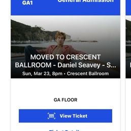 Proof of 3 tickets in the Ticketmaster app with scannable barcodes