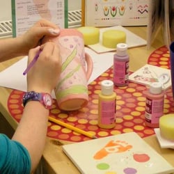 Barefoot Ceramics - Painting a pottery mug at our Newport studio
