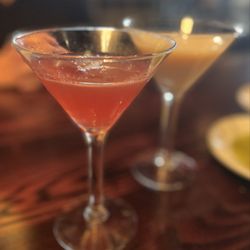 Square Cafe - Hanover - Pomegranate martini; white chocolate martini in the rear.