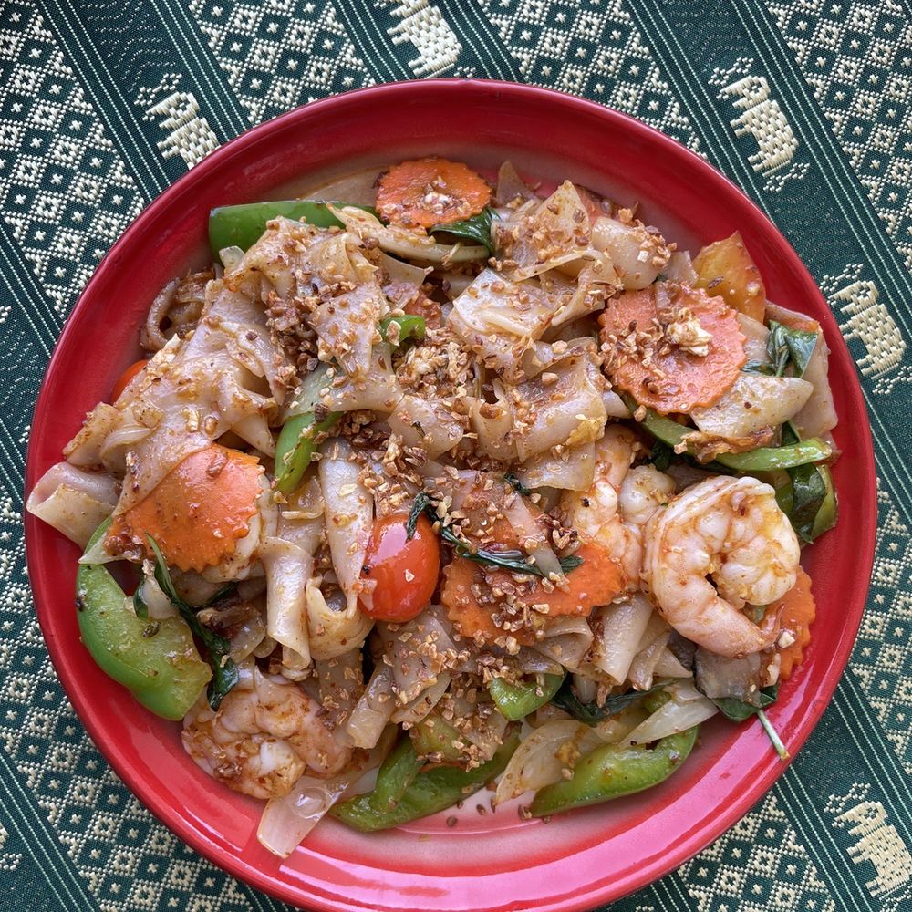 Ahan Lao - 18. Drunken Noodles with shrimp - Laotian Near Me - Chula Vista, California Ahan Lao - 18. Drunken Noodles with shrimp - Laotian Near Me - Chula Vista, California