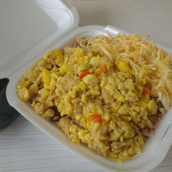 Charms Jerk Hut - Ackee and Saltfish dinner plate with slaw, enough for 2.