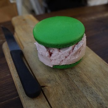 Double Chin Modern Asian Restaurant - Macaron ice cream sandwich with strawberry ice cream - Asian Fusion Near Me - Boston, Massachusetts