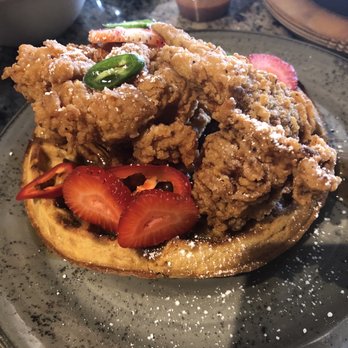 Lucille's - Drum roll!!! AMAZING! Chicken was crusty (which I like) with a hint of lemon and waffle was succulent! - New American Near Me - Houston, Texas