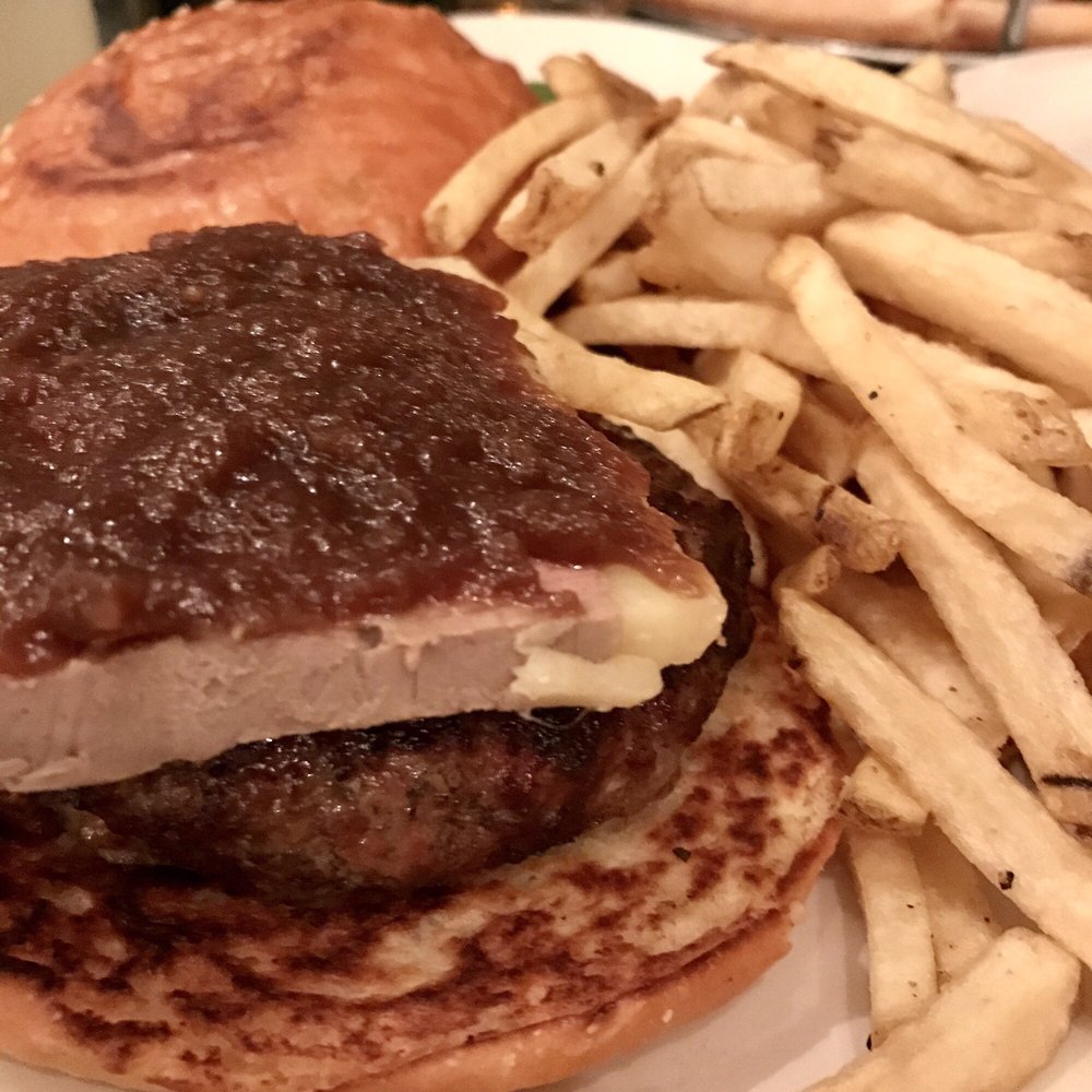 Starbelly - Doing this burger Doc's Way: slab of chicken liver pate and onion marmalade.  Happy FRYday! - New American Near Me - San Francisco, California