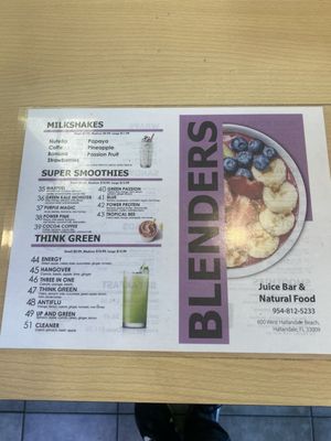 Menu photo 1 BLENDERS Juice Bar Hallandale Beach, FL Menu photo 1 BLENDERS Juice Bar Hallandale Beach, FL