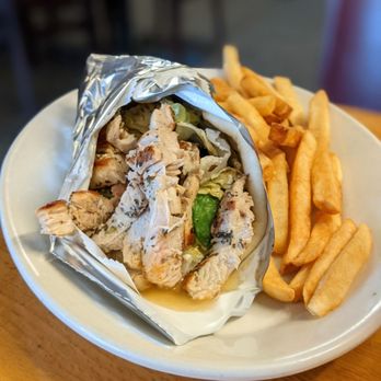 Robin Hood Restaurant - Chicken Gyro with Tzatziki sauce. The chicken is marinated in vinagrette. Fries came out hot and crispy. Server, Amy was friendly. - American Near Me - Rehoboth Beach, Delaware Robin Hood Restaurant - Chicken Gyro with Tzatziki sauce. The chicken is marinated in vinagrette. Fries came out hot and crispy. Server, Amy was friendly. - American Near Me - Rehoboth Beach, Delaware