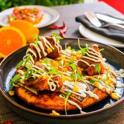 AltaToro - CACHAPA: corn pancake, fried pork, sour cream, soft cheese