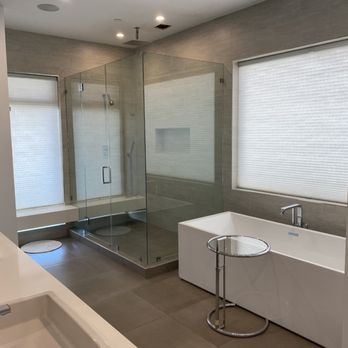 So Cal Builders and Design - Complete remodeling of existing master bathroom, including free standing tub, floating white vanity with LED mirrors, and a walk in shower - General Contractors Near Me - Studio City, California So Cal Builders and Design - Complete remodeling of existing master bathroom, including free standing tub, floating white vanity with LED mirrors, and a walk in shower - General Contractors Near Me - Studio City, California