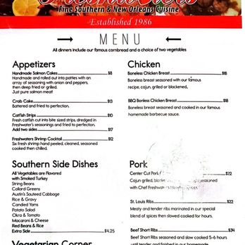 Freshwaters - 1st part of Menu - Southern Near Me - Charlotte, North Carolina